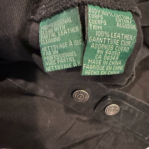 Ralph Lauren Black Jacket with Tan Leather Collar - Picture 7 of 11